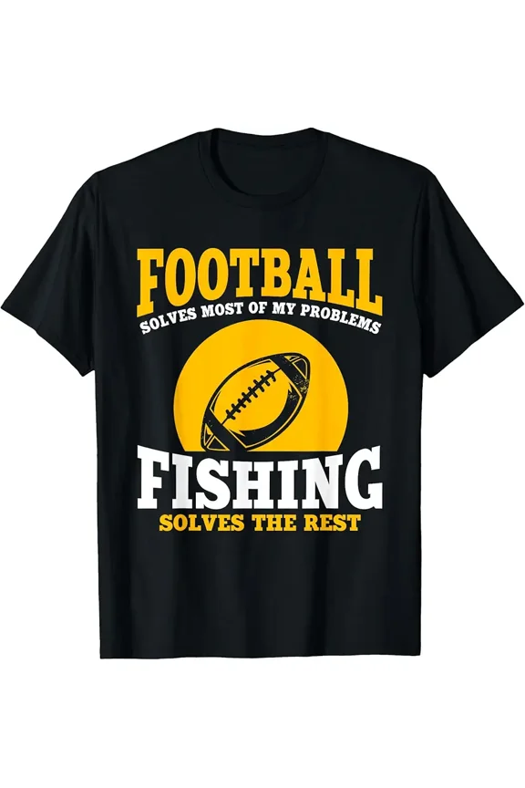 Funny Football Fishing Hobby Graphic Men Women Unisex Short Sleeve Casual T-Shirt