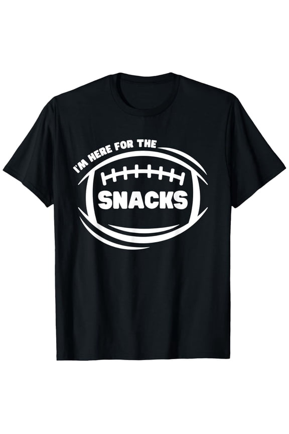 Funny Football Game Day T-Shirt I'm Here For The Snacks Graphic Tee Retro Sports Tailgate Party Apparel for Men and Women