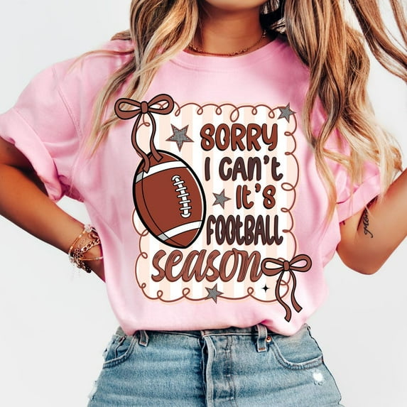 Funny Football Mom T-Shirt for Women, Retro Coquette Game Day Graphic Tee with Bow, Girly Fall Sports Shirt for Football Season