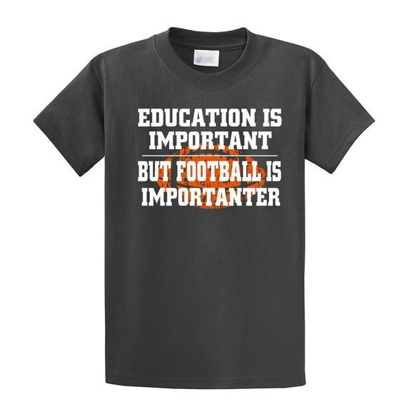 Funny Football Short Sleeve T-shirt Education is Important-charcoal-6xl