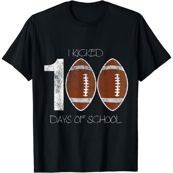 Funny Football Sports Gift I Kicked 100 Days Of School T-Shirt