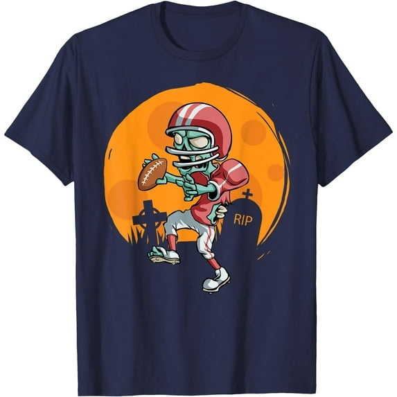 Funny Football Zombie Player Halloween Softstyle Unisex T-Shirt,Navy Color,Size 4T