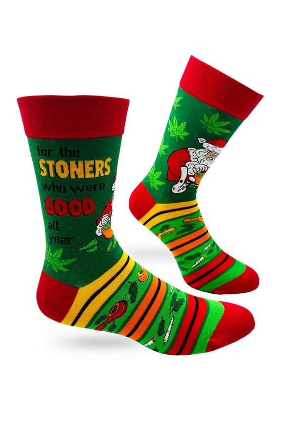 Funny For the Stoners Who Were Good All Year Men's Novelty Christmas Socks