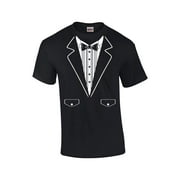 Funny Formal Tuxedo with Bowtie Classy Men's Short Sleeve T-shirt Humorous Wedding Bachelor Party Retro Tee-Black-4xl