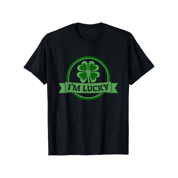 Funny Four Leaf Clover I'm Lucky Graphic Unisex Casual T-Shirt