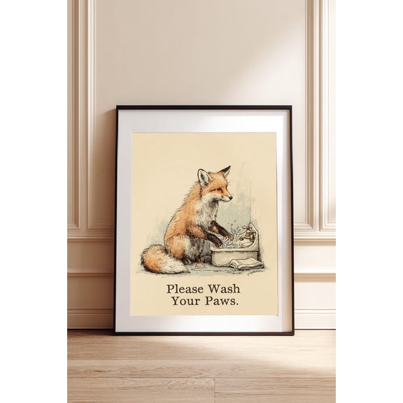 Funny Fox Bathroom Poster With Playful Quote, Elegant Animal Wall Art For Guest Bathroom, Powder Room Or Toilet Decor Unframed Paper Print