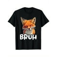 thumbnail image 1 of Funny Fox "Bruh" Graphic T-Shirt - 100% Cotton, Black, Short Sleeve, Round Neck, Casual Tee for Men, Women, Dad, Mom & Friends, Sizes S-XXXL, 1 of 7
