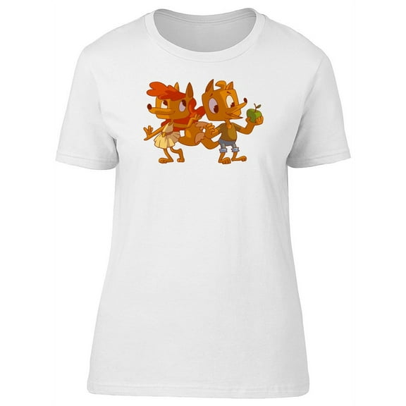 Funny Fox Couple With Apple T-Shirt Women -Image by Shutterstock, Female Medium