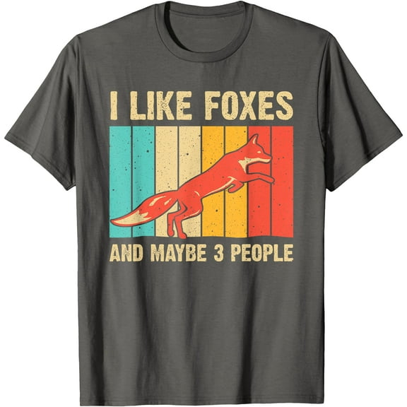 Funny Fox Design I Like Foxes and Maybe 3 People Unisex T-Shirt for Men Women Kids,Charcoal Color,Size 5/6