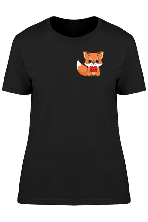 Funny Fox Holding Heart T-Shirt Women -Image by Shutterstock, Female Medium