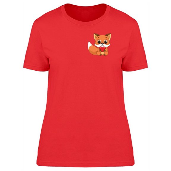 Funny Fox Holding Heart T-Shirt Women -Image by Shutterstock, Female Small