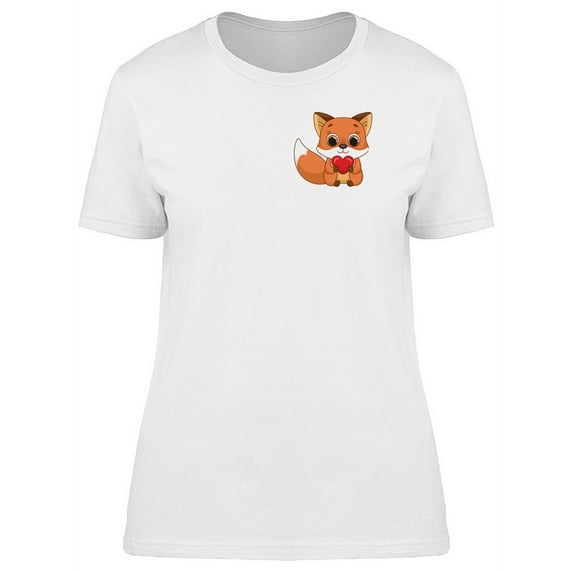 Funny Fox Holding Heart T-Shirt Women -Image by Shutterstock, Female XX-Large