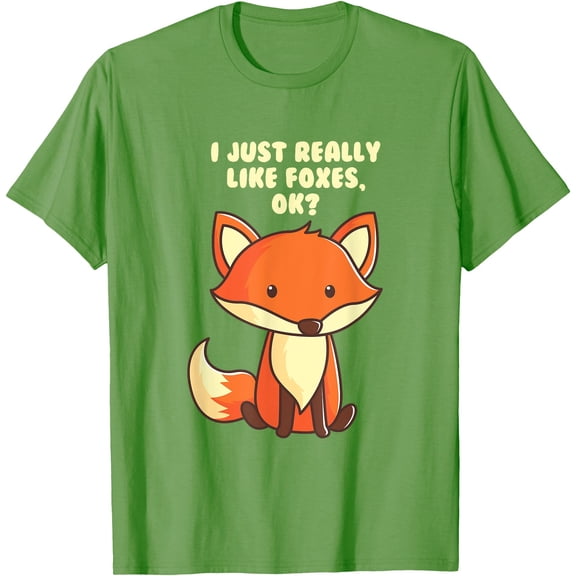 Funny Fox I Just Really Like Foxes Ok Unisex T-Shirt for Men Women Kids,Lime Color,Size 4T