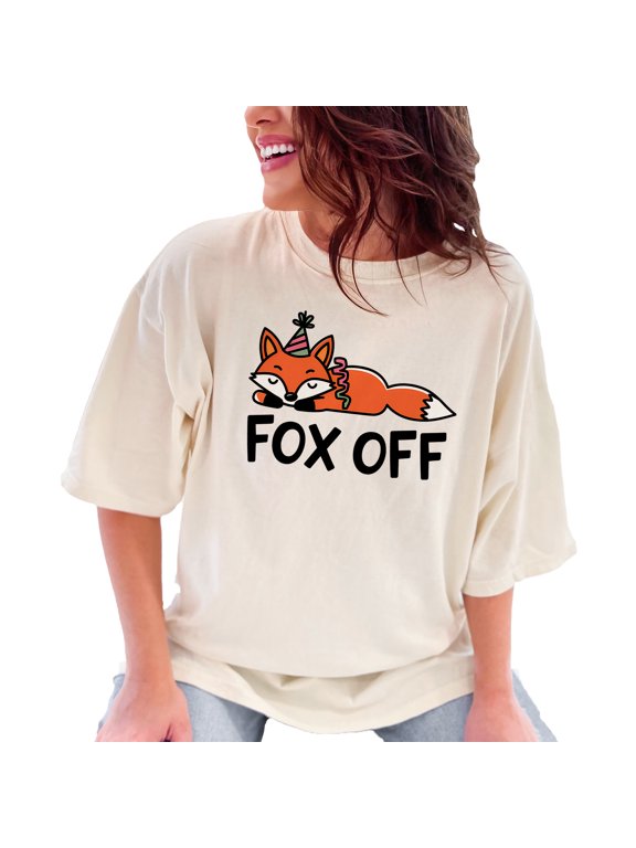 Funny Fox Off T Shirt, Cute Animal Relaxing Tee, Unique Gift Idea, Fun Birthday Shirt, Cool Graphic Tee, Casual Outfit, Ivory Comfort Colors T-Shirt, XL