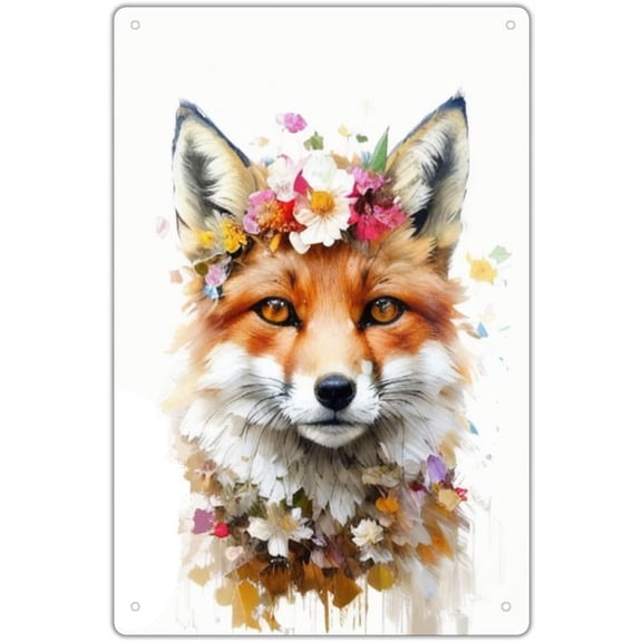 Funny Fox Signs, Fox Gifts for Fox Lovers, Cute Floral Fox Wall Art, Fox Bathroom Wall Art, Fox Posters for Girls Bedroom, Kids Room, Living Room, Nursery Decor 12x8 Inches