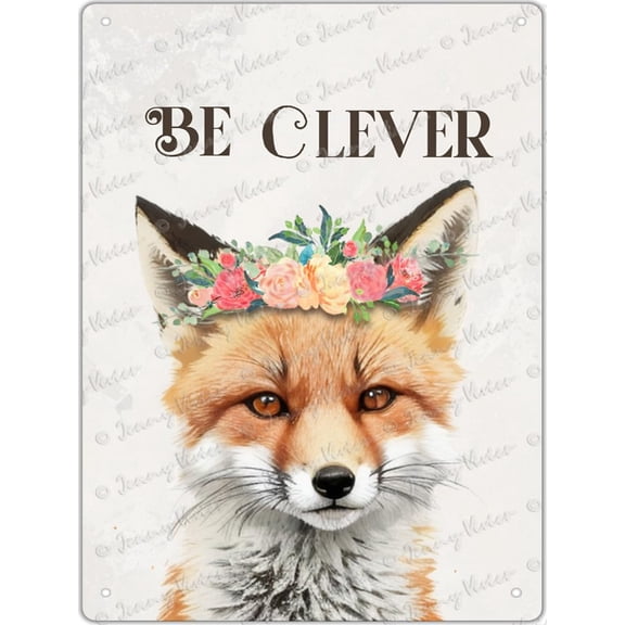 Funny Fox Tin Signs, Woodland Animals Art Print, Adorable Fox Wall Art Painting, Cartoon Inspirational Forest Animal Picture for Kids Room Playroom Classroom Nursery Decor 12x16 inches