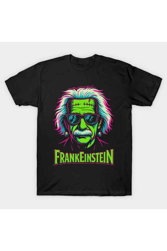 Funny FrankEinstein Frankenstein Einstein Mashup Neon Artwork Print, H6781 T-Shirt, for Men and Women, Up to Size 5XL