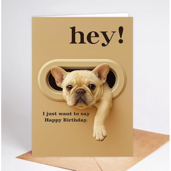 Funny French Bulldog Birthday Card - Hey! I Just Want To Say Happy Birthday - Cute Dog Greeting Card For Dog Lovers- Men- Women And Kids - Humorous And Adorable Gifts Card Ideal$$Office