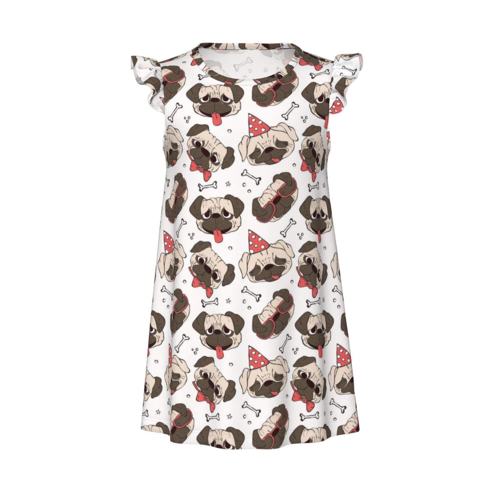 Black Pug Kids Flannel Nightwear