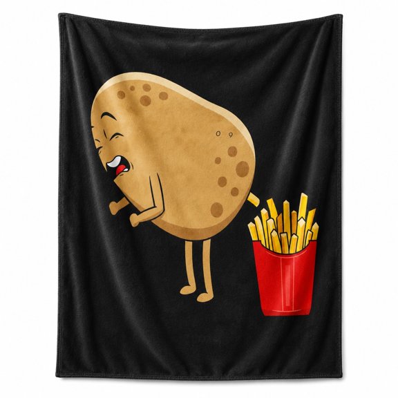 Funny French Fry Potato Fleece Blanket, 3D Print Polyester Throw