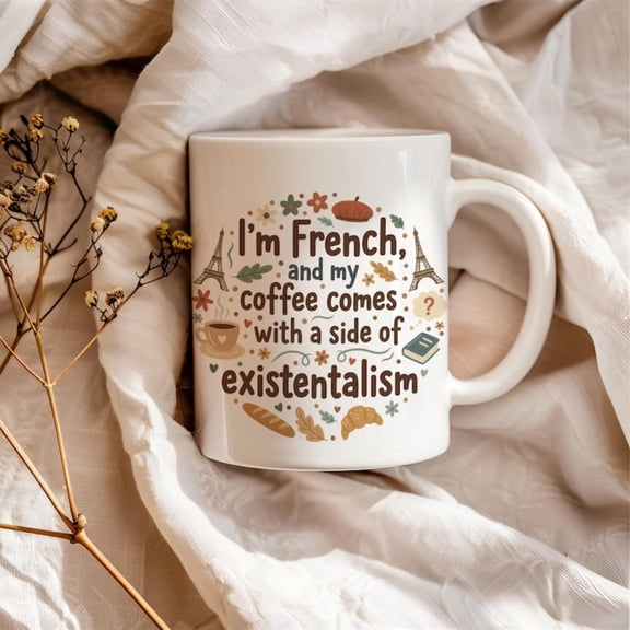 Funny French Mug, Existentiali Gift, Philophy Coffee Cup, Gift Francophile, French Tea Present, Paris uvenir.