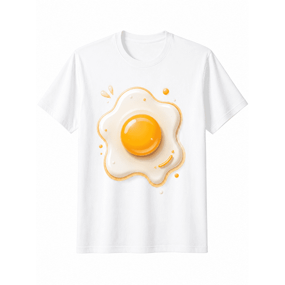Funny Fried Egg Graphic T-Shirt for Men and Women, Casual Short Sleeve Crew Neck Novelty Tee