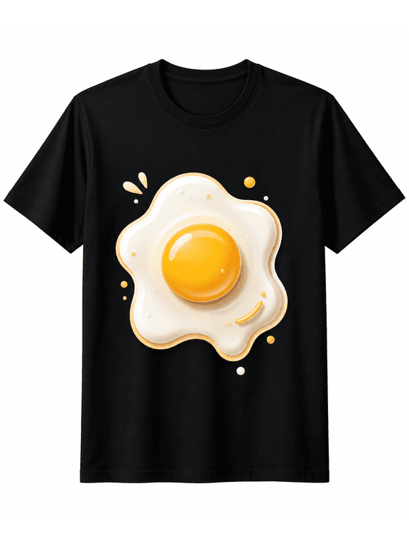 Funny Fried Egg Graphic T-Shirt for Men and Women, Casual Short Sleeve Crew Neck Novelty Tee