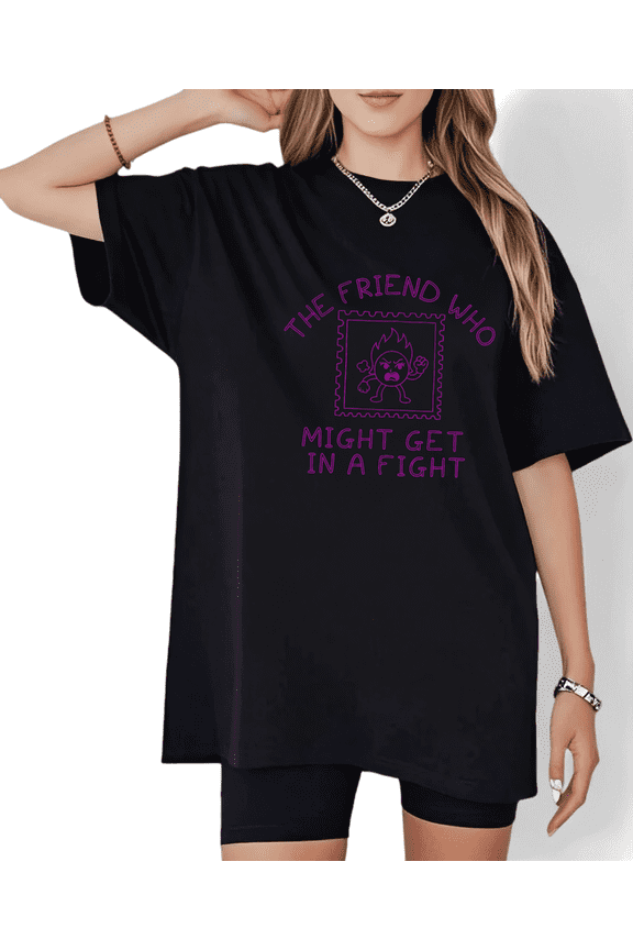 Funny Friend T-Shirt for Women, Angry Emoji Cartoon Design Short Sleeve Pattern Tops