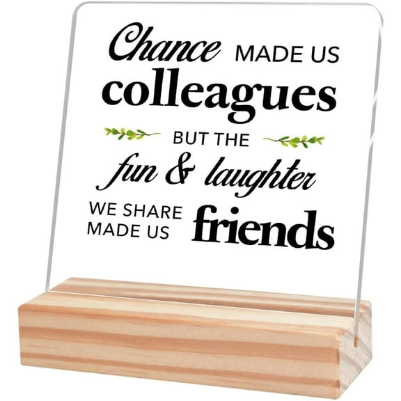 Funny Friendship Gift for Women,Appreciationa Gifts for Best Friend,Thank You Gift for Coworker,Thankful Gift for Besties Sister,Chance Made Us Colleagues Gift Acrylic Plaque Desk Decor