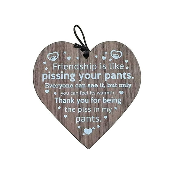 Funny Friendship Gifts for Women Men Best Friend Wooden Signs with Sayings for Home Decor Wall Crafts Burlywood Heart Wooden Hanging Friends Thank You Tags Plaque Gifts for Friends Female Male