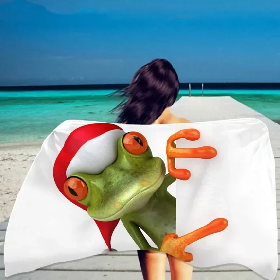 Funny Frog 3D Print Beach Towel Microfiber Quick Dry Shower Bath for Girls Boys Cartoon Animals Face Travel Holiday s (5)