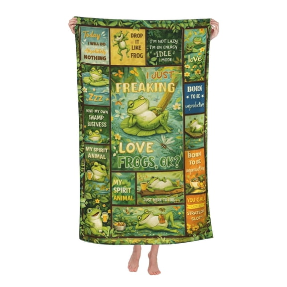 Funny Frog Bath Towel Soft and Highly Absorbent for Adults