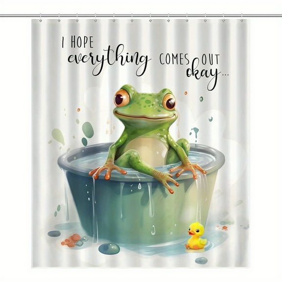 Funny Frog Bathing Shower Curtain I Hope Everything Comes Out Okay Shower Curtains Waterproof Polyester Fabric 66 x 72 Inch