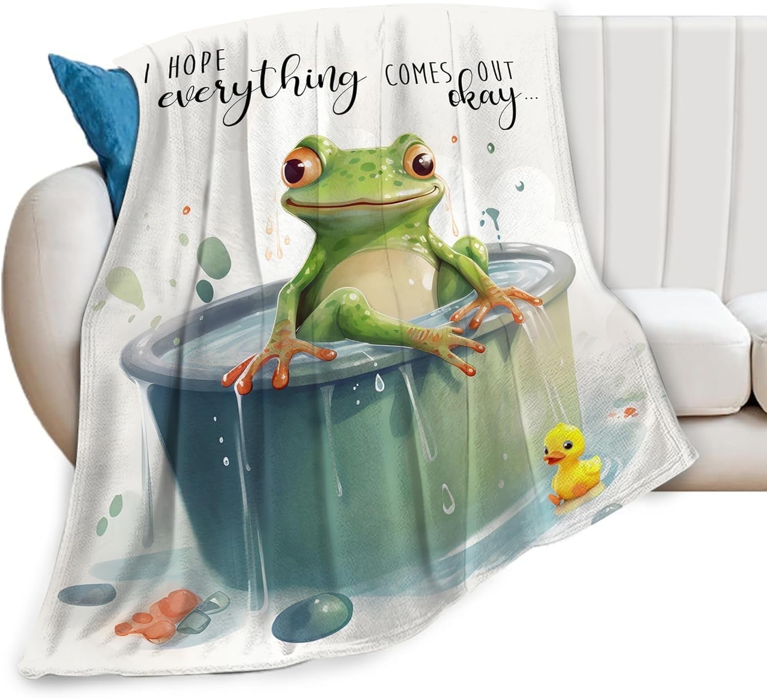 Funny Frog Blanket Frog Throw Blanket Frog Gifts and Decor Frog Bathing Blanket for Girls Women Men Boys Soft Warm Cozy Fleece Blanket for Couch Sofa \u200bBed 60"x50"