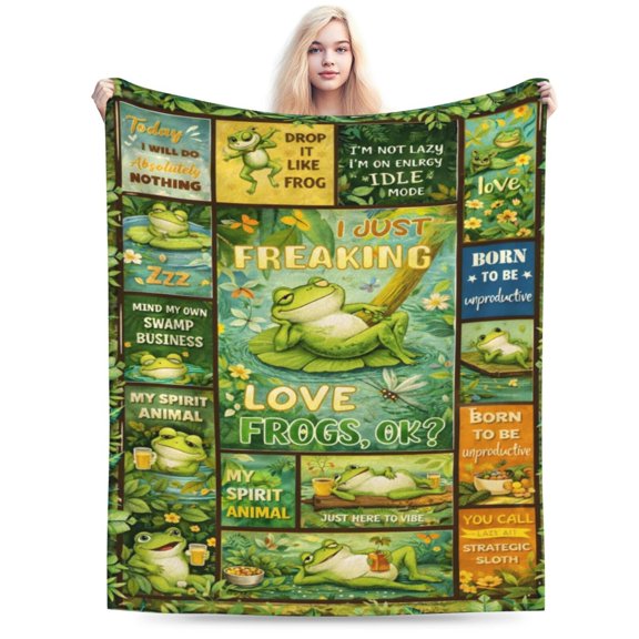 Funny Frog Blanket Gift Throw Blanket Cozy Soft Frog Pattern Blanket Cute Cartoon Frog Home Decor Gift for Frog Lovers 50x40