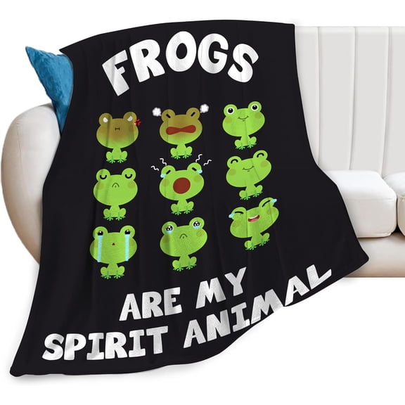 Funny Frog Blanket for Girls Boys Women Frogs are My Spirit Animal Throws Blanket Soft Flannel Cute Blankets Warm Lightweight Fleece for Sofa Couch Bed Gift for Kids Teens Adults Frog Lovers 50"x40"