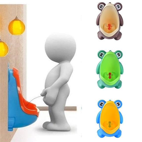 Funny Frog Design Boys Potty Training Urinal, Wall Mount Pee Trainer with Interactive Aiming Target, Easy‑Install Toilet Training Urinal for Toddler Boys