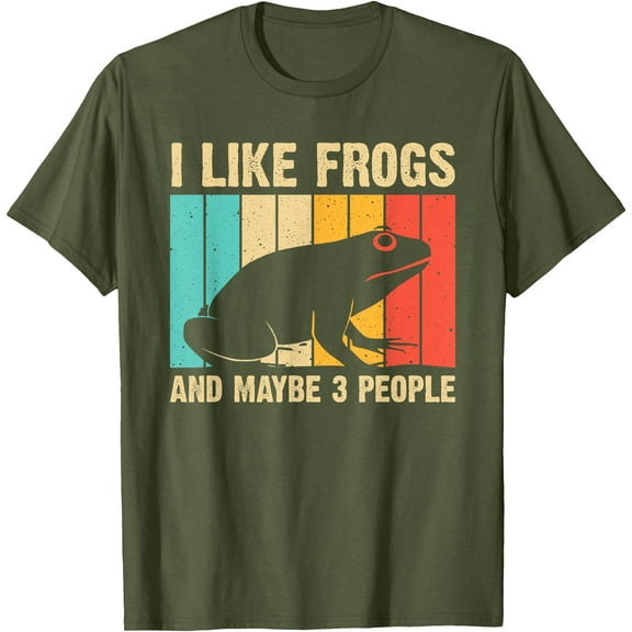 Funny Frog Design for Amphibian Lover Unisex T-Shirt for Men Women Kids Toddler,Military Green Color,Size L