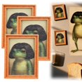 thumbnail image 1 of Funny Frog Fridge Magnet Kitchen Decor, Vintage Frog Art Refrigerator Magnet, Unique Frogs Portrait with a Distinctive Hairstyle, Complete with a Picture Frame, for Fridge or Magnetic Board(3Pcs), 1 of 8