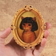 thumbnail image 1 of Funny Frog Fridge Magnet Kitchen Decor, Vintage Frog Art Refrigerator Magnet, Unique Frogs Portrait with a Distinctive Hairstyle, Complete with a Picture Frame, for Fridge or Magnetic Board, 1 of 5