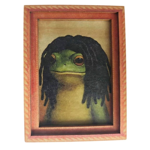 Funny Frog Fridge Magnet Kitchen Decor, Vintage Oil Painting Art Refrigerator Magnet, Quirky Animal Design, Unique Gag Gift for Home & Coworkers(Short Dreadlocks)