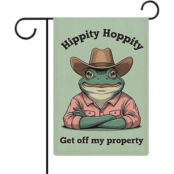 Funny Frog Garden Flag, Double Sided Outdoor Yard Decoration, 12 x 18 Inch