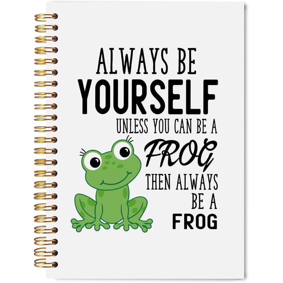 Funny Frog Inspirational Spiral Notebook Journal, Gifts for Frog Lovers Notebook, Always Be Yourself Motivational Positive Affirmation Journal, 5.5x8.3 Inch