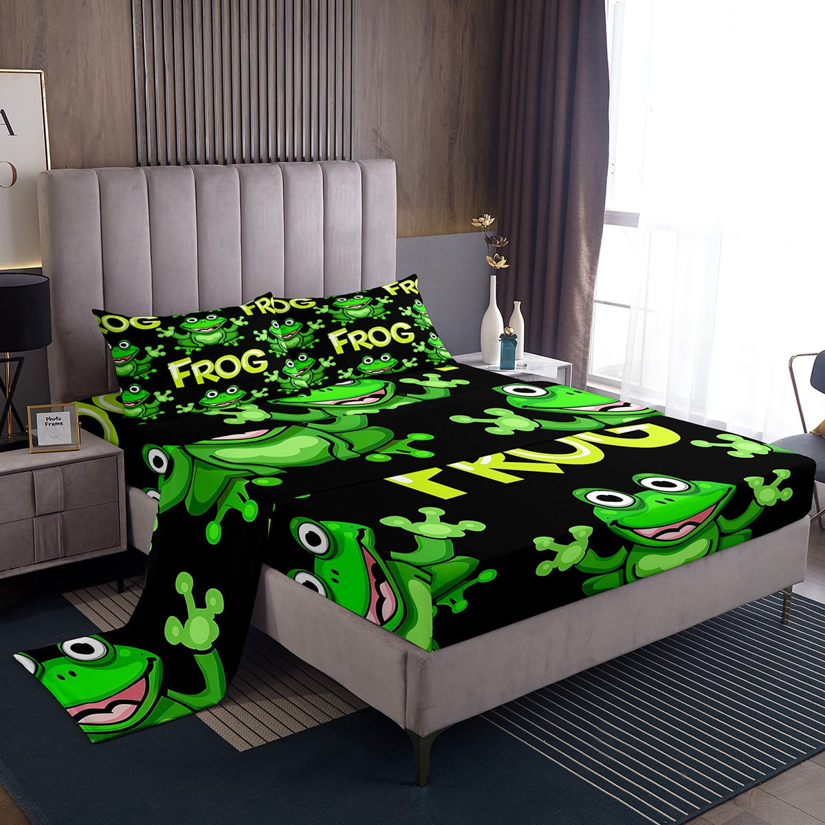 Funny Frog Sheet Set Full Cute Cartoon Frog Bed Sheets Tropical ...