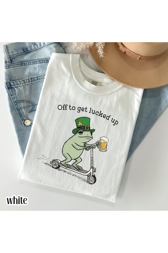 Funny Frog Lucky Shamrock Shirt, Party Shenanigans Graphic Tee, Good Luck T Shirt