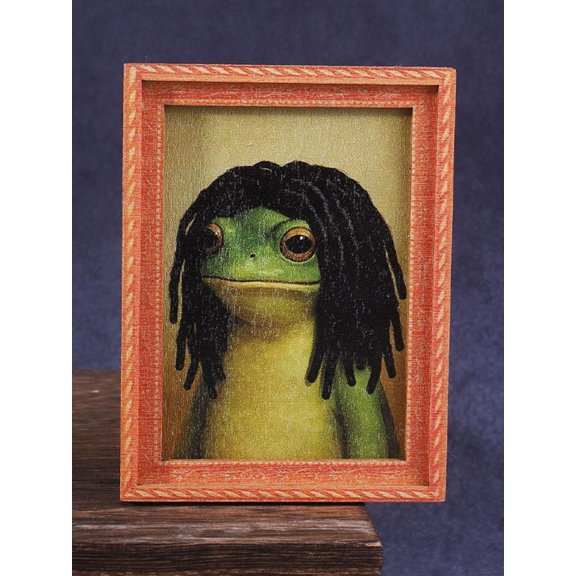 Funny Frog Magnet, Frog Magnets for Fridge, Magnetic Frogs for Refrigerator, Adorable Pink Hair Frogs Design, Magnetic Hold for Kitchen and Office Use, Single Piece Frogmagnet Decoration, B