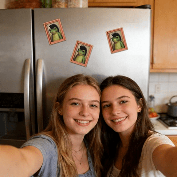 Funny Frog Magnet | Magnetic Frogs for Refrigerator | Funny Fridge Magnets | Retro Mini Framed Frog Art Wooden Magnets | Magnetic Frogs Photo Frames for Fridge Kitchen Decor