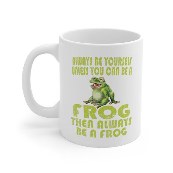 Frog 11 oz Coffee Mug - Cute Frog Design White Ceramic Gift