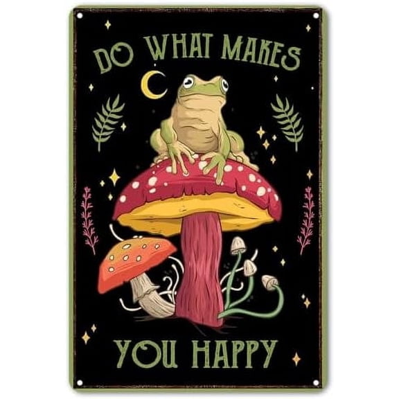 Funny Frog Mushroom Decor Metal Sign: Cute Cottagecore & Forest Decor for Bathroom, Kitchen, Bedroom, and Home
