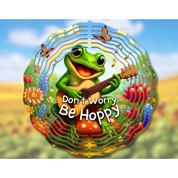 Funny Frog Mushroom Guitar 3D Wind Spinner Cute Kinetic Garden Dcor, Home Dcor Gift